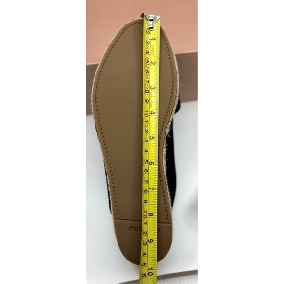 MIU MIU Suede Espadrille Platform Slip on Slides Sandals Black size 8 NEW - Picture 7 of 14